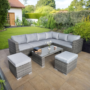 Deluxe 7 Seater Rattan Corner Garden Furniture Patio Set