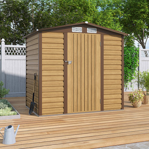 Lifeideas Apex Roof Tawny Metal Garden Shed with Plastic Vents