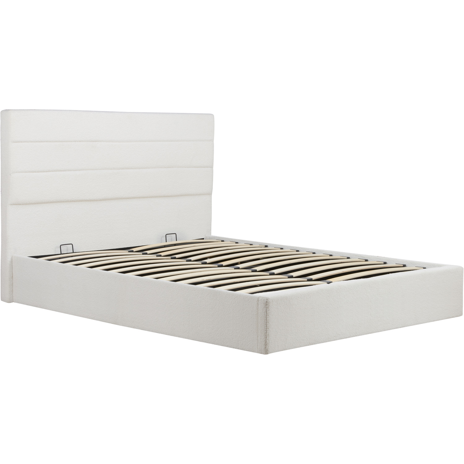 White Boucle Lucas Ottoman Double Bed Frame Birlea - White