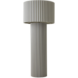 Lenny Ribbed Fabric Midi Floor Lamp with Drum Lampshade and LED Bulb