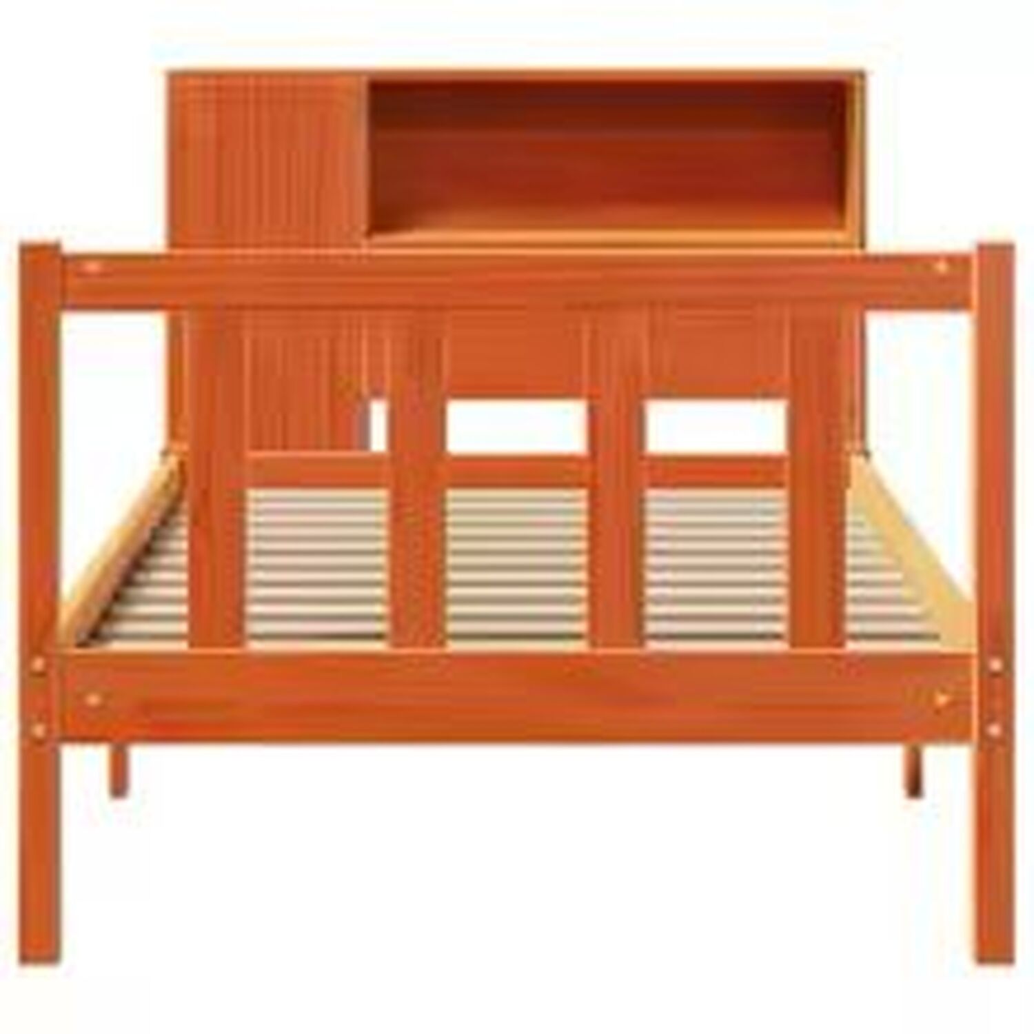 Single Solid Pine Bookcase Bed Frame - Brown