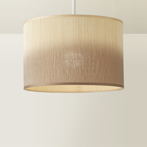 Mollie Ombre Natural Bamboo Easy Fit Ceiling Drum Lamp Shade with LED Bulb