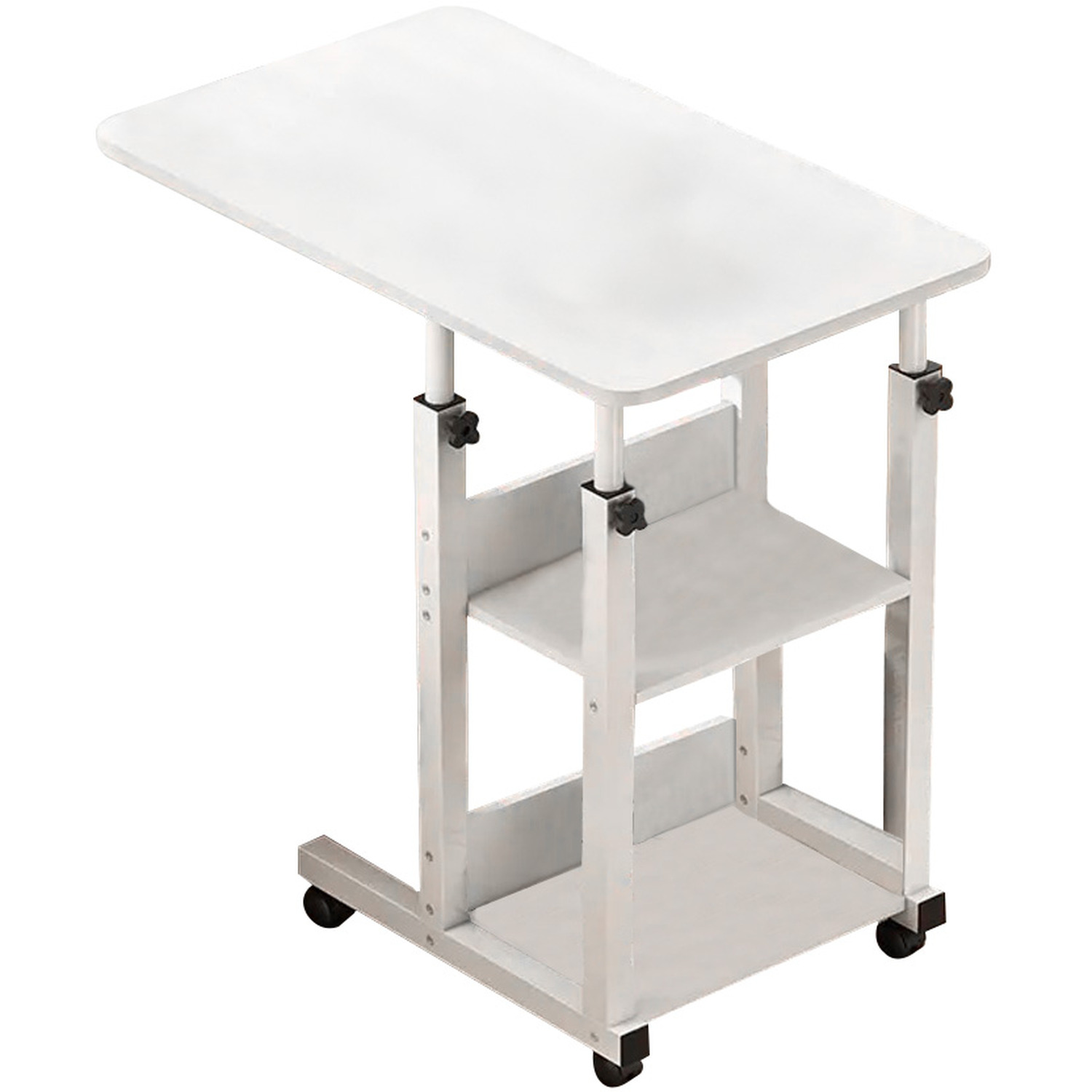 Adjustable Overbed Desk With Wheels - White