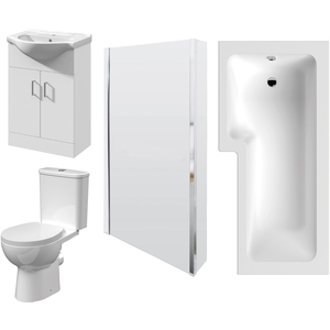 L Shape Square Bath, Screen  Panel Bathroom Suite, Vanity  Toilet