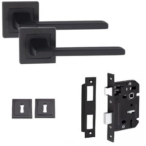Aztec Straight Key Lock Door Handle Set Matt