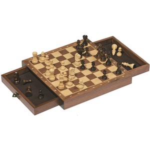 Magnetic Wooden Chess Set with Drawers