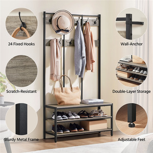 Grey Yaheetech Hallway Rack with Shoe Storage shot 9743849