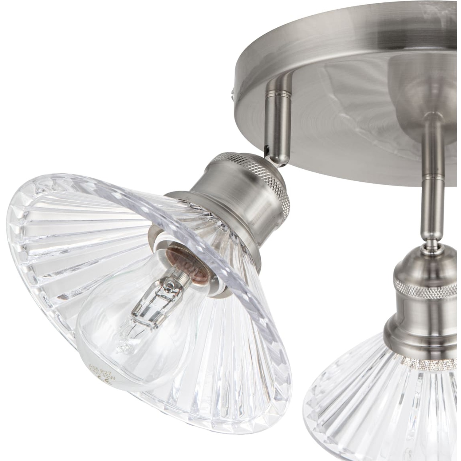 Cosylyte Milan Bathroom 3 Light Glass Round Plate Spotlight - Nickel