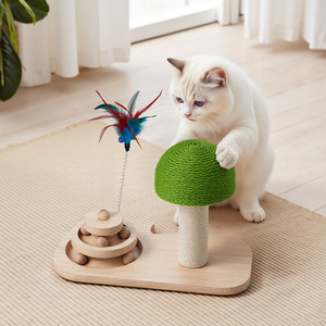Kidkid Mushroom Cat Scratching Post with Toy Balls