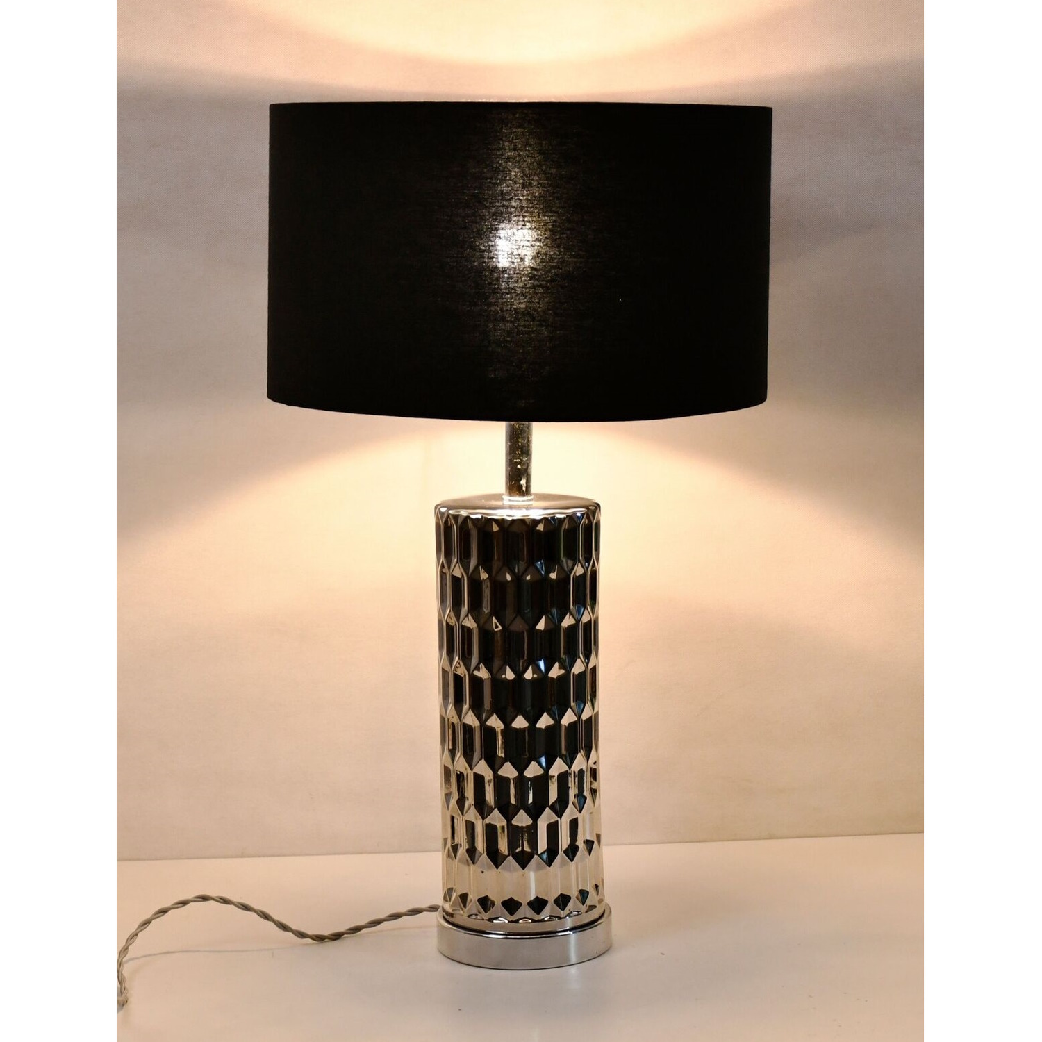 Hollywood Table Lamp E27 Bulb Cap - Chrome Black