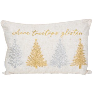 Treetops Glisten Embroidered Cushion