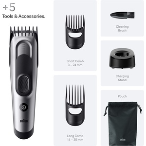 Braun Hair Clipper Series 7, HC7590, 5 Styling Tools - Grey