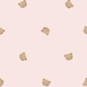 Cozy Bear Wallpaper in Soft Pink
