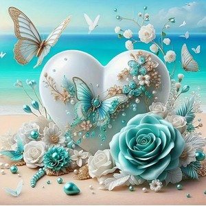 Beach Butterfly Scene Diamond Painting Kit