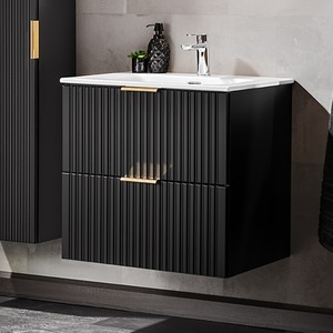 Bathroom Vanity Unit with 600mm Inset Sink Black - Adel