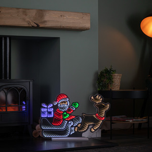 Light up Santa in Sleigh with Present Christmas Infinity Mirror