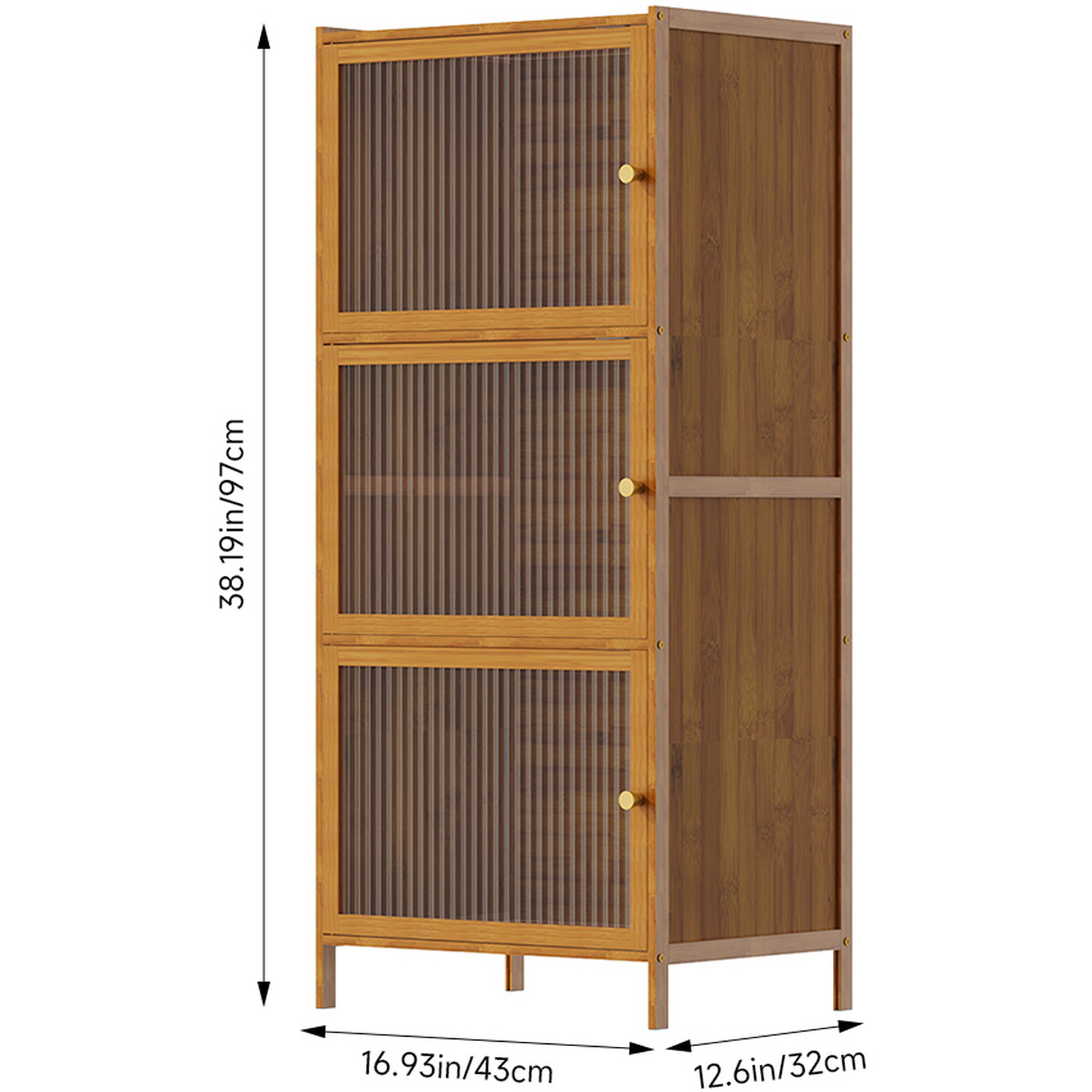 Multi-tier Bamboo Storage Cabinet - Wood 97cm