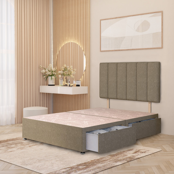 Linen Fabric Divan Bed Base with 32
