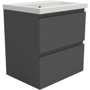 500mm Vanity Unit with Basin Gloss Grey Ceramic Wall Hung Bathroom Cabinet