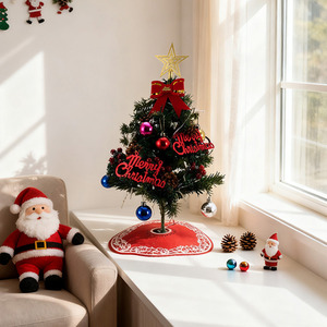 Mini Christmas Tree with Star, Bows and Festive Skirt