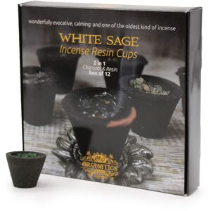Box of 12 Resin Cups Sage Pure Smudge Stick
