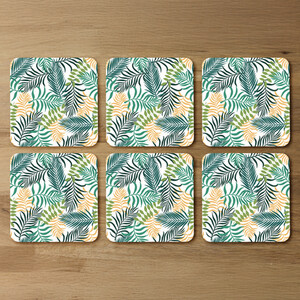 Tropical palm leaves Designer Coaster Set