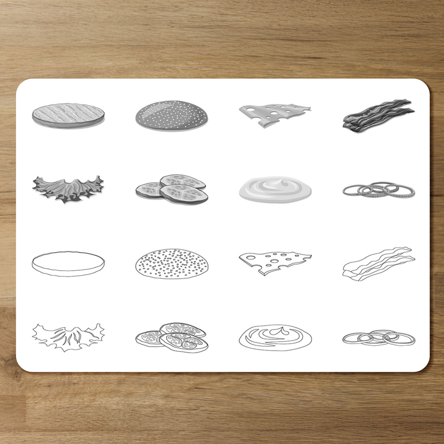 Burger and sandwich icon Designer Placemat Set - White