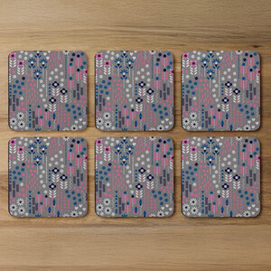 Selection Of Flowers In Pink Blue  White Coaster