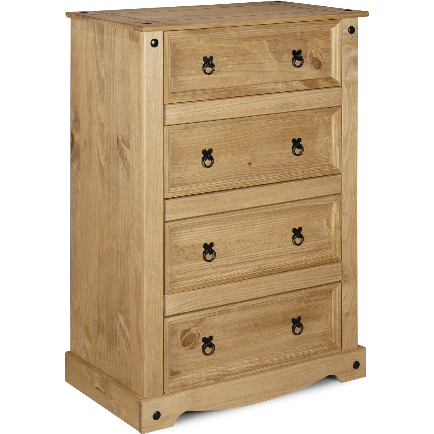 Corona 4 Drawer Chest Of Drawers Tall Solid Mexican Pine - Brown