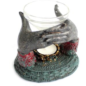Antique Buddha Offering Hands Oil Burner MultiColor