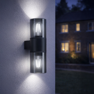 EGLO Cropani Plastic And Glass, Outdoor Wall Up And Down Light, Black