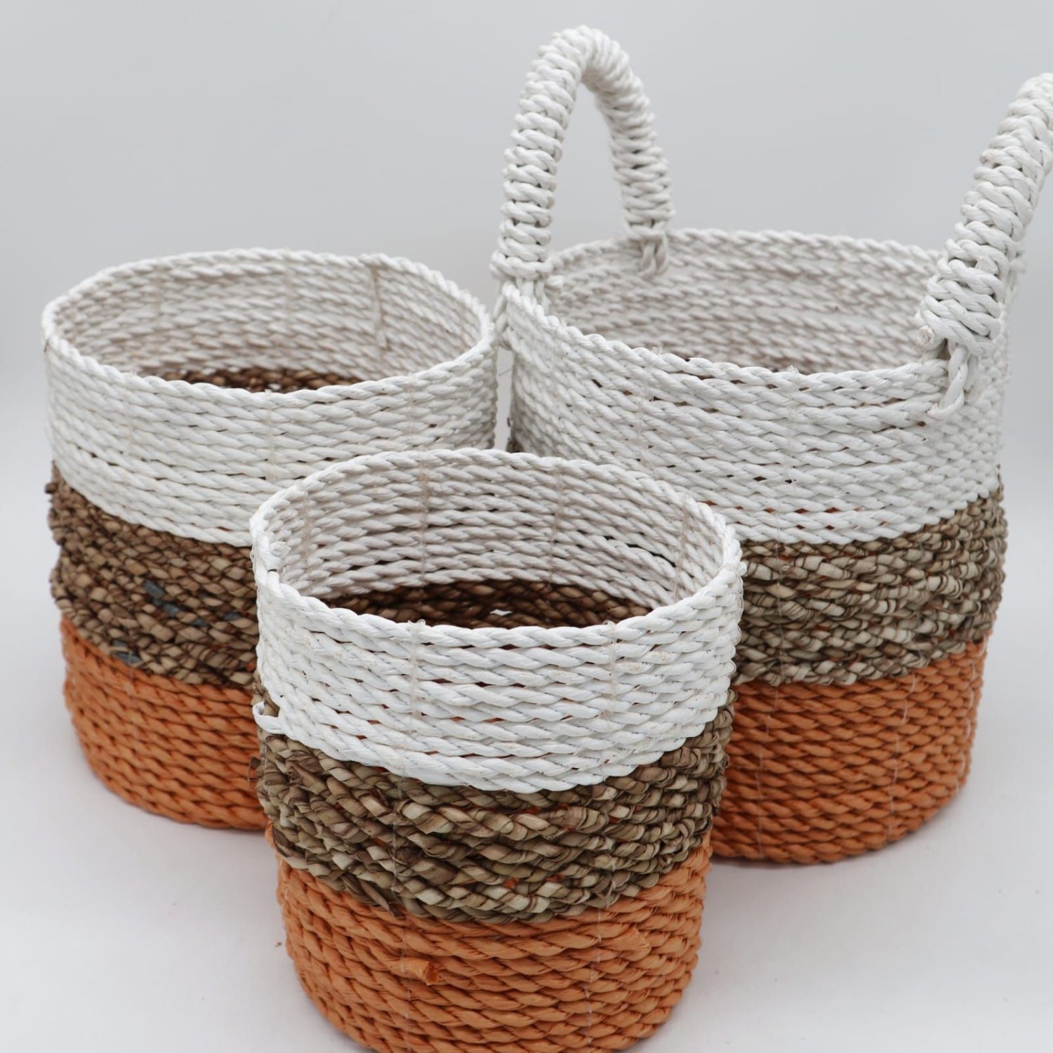 Seagrass Basket Set - Multi-Color Handwoven Storage Decor