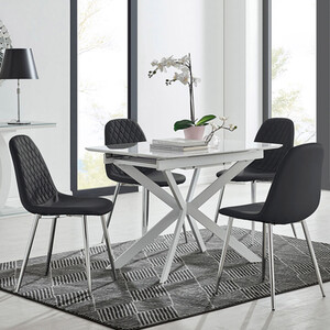 LIRA 100 Extending Kitchen Dining Table and 4 Corona Silver Leg Chairs