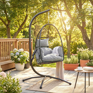 Outsunny Hanging Egg Chair, Swinging Hammock Chair with Stand