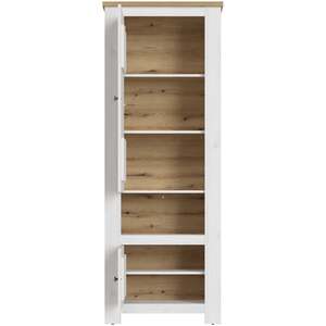 Tipsyfern Tall 2-Door White Cabinet with Natural Oak Accent 2000mm