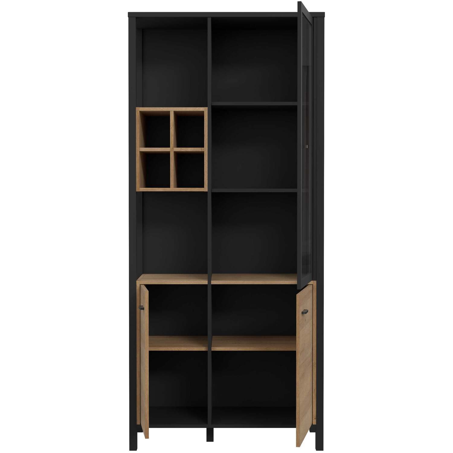 Wyld Haus Egtved 3-Door Display Cabinet - Riviera Oak & Black - Riviera oak and black