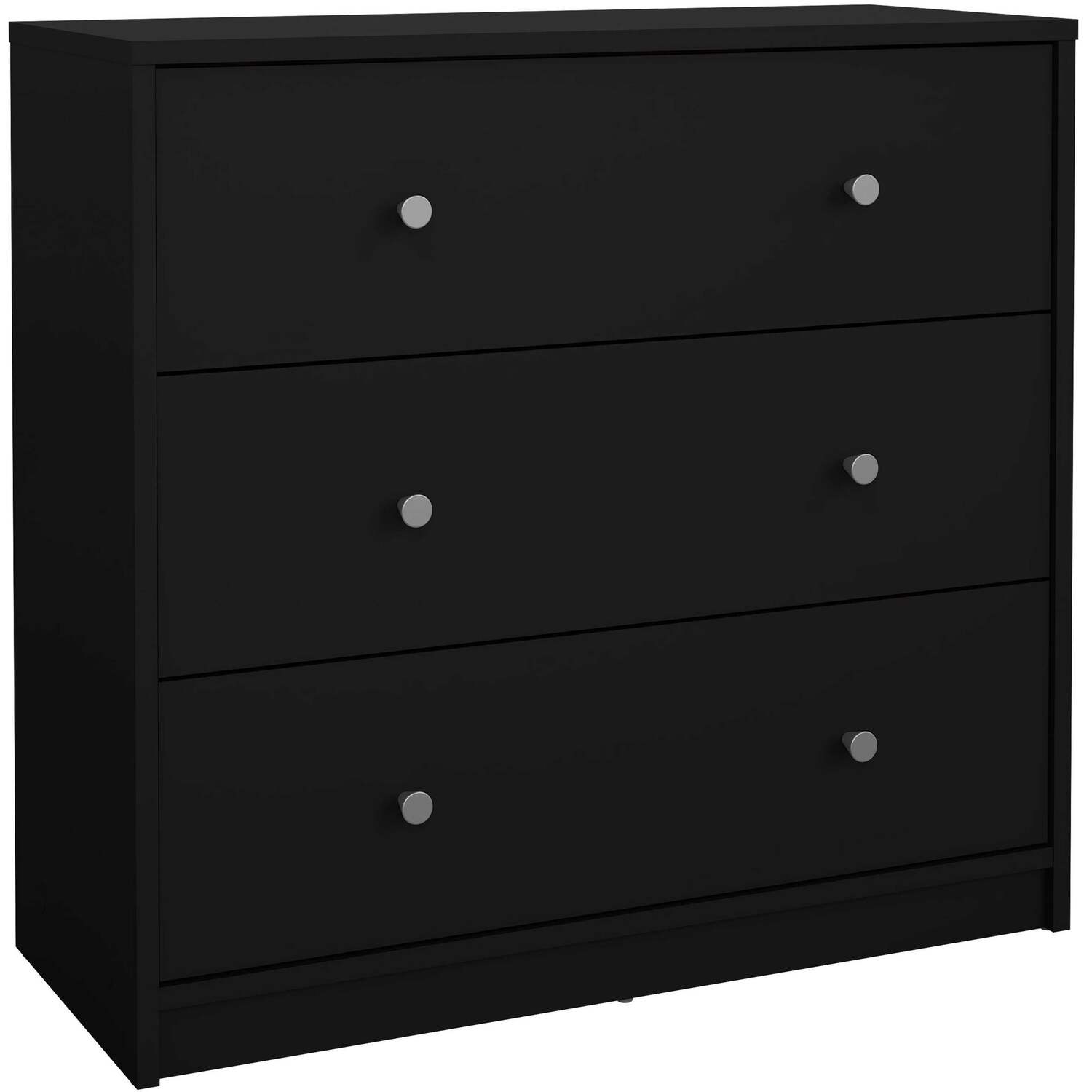 Tainan 3-drawer Chest Of Drawers Compact Matt Black Wood Dresser - Black