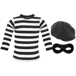 Storybook Burglar Costume - Long Sleeve Top, Grey Hat & Mask
