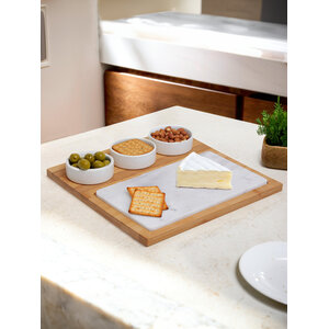 Monzaro 5 Piece White Marble And Ceramic Serving Board