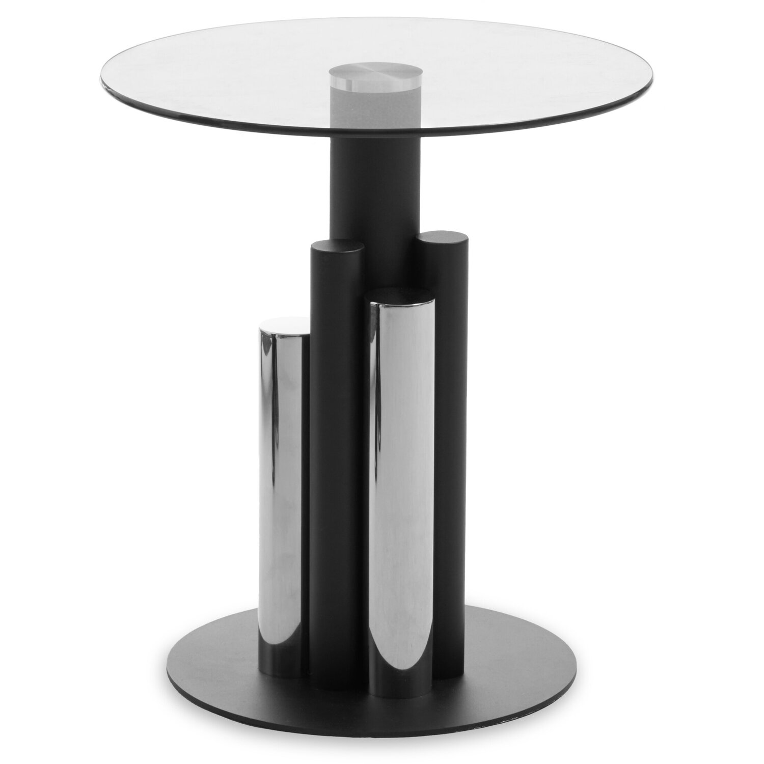Oria Glass Silver And Black Base Side Table - Black