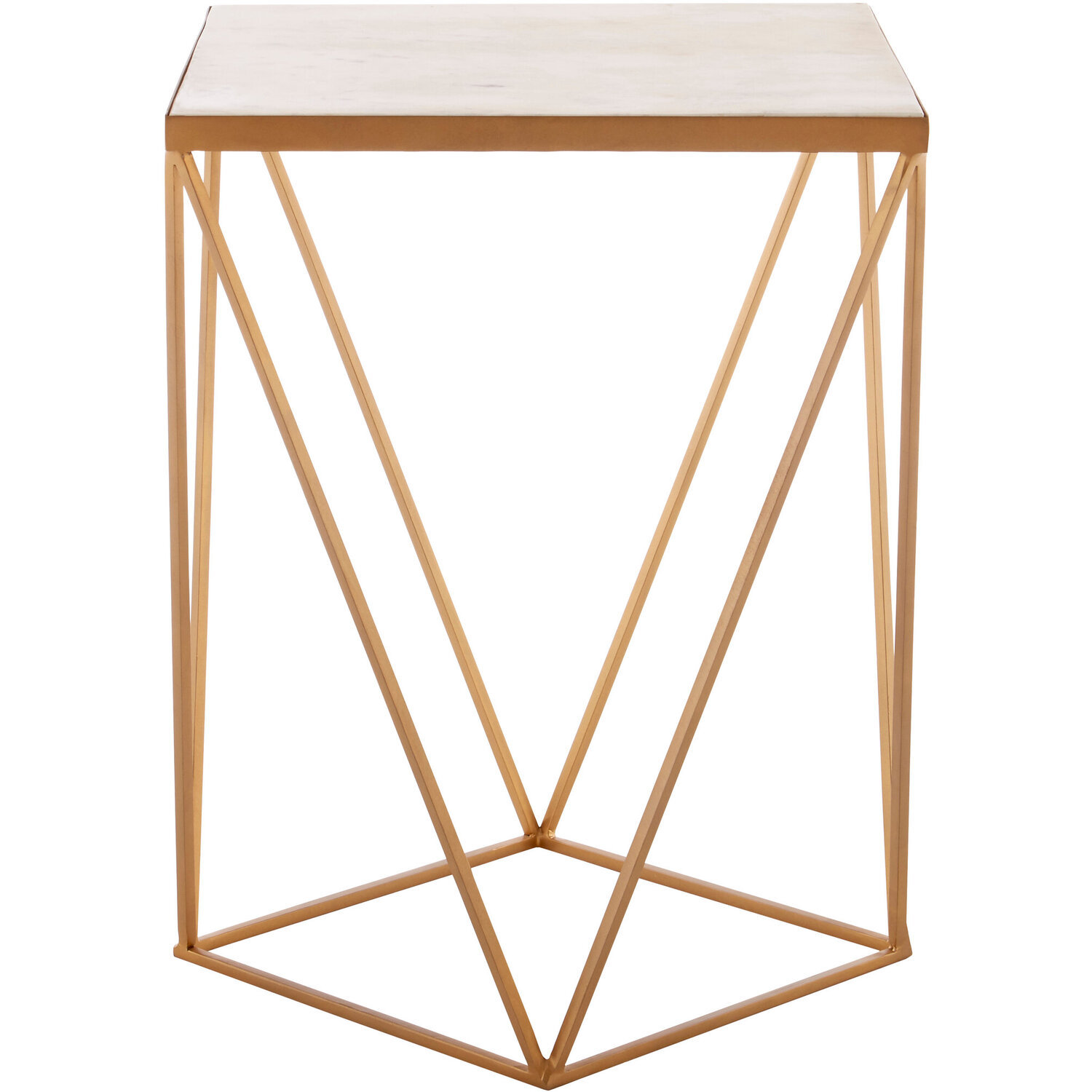 Shalimar Square Marble Top Side Table - Gold