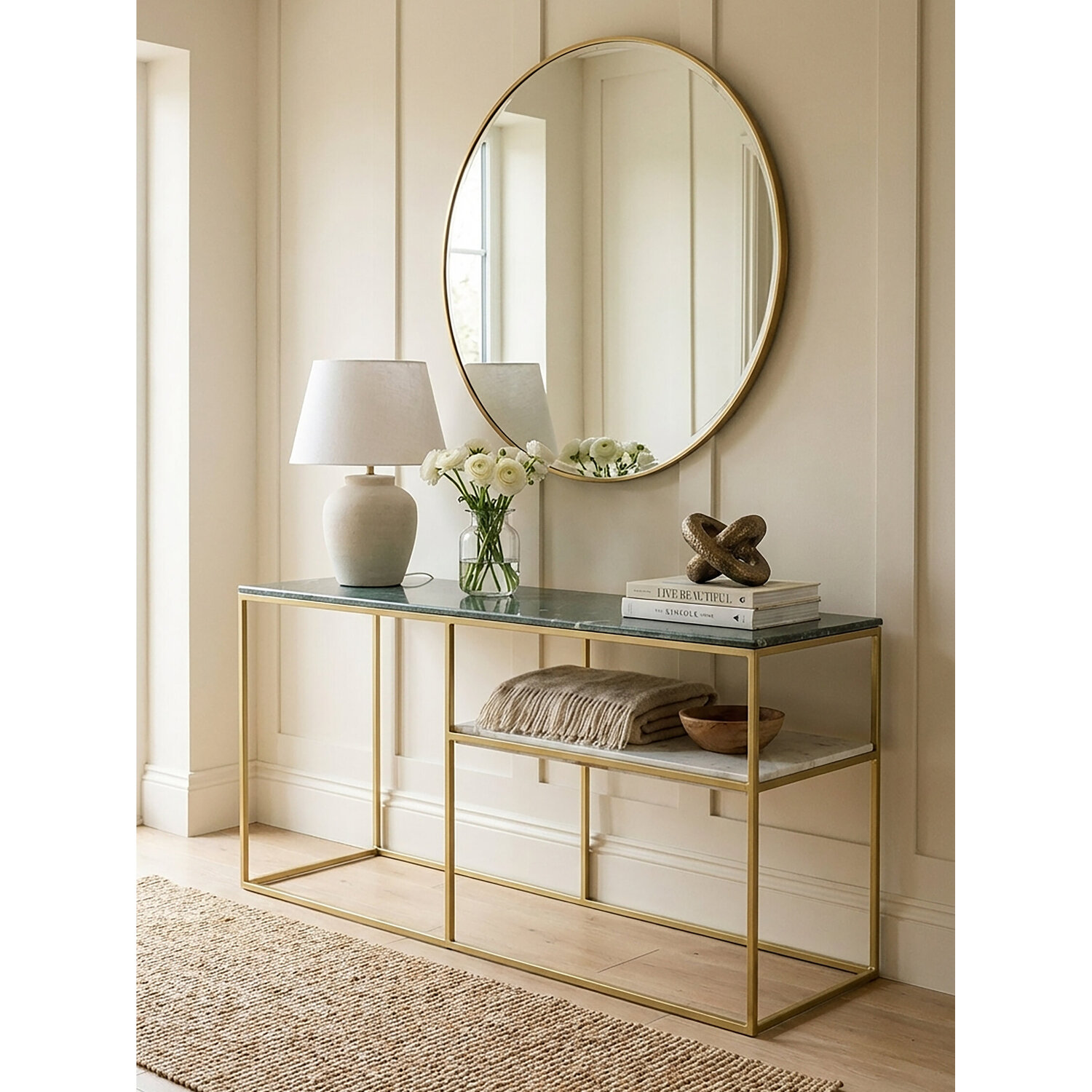 Nirav Assorted Marble And Gold Frame Console Table - Gold