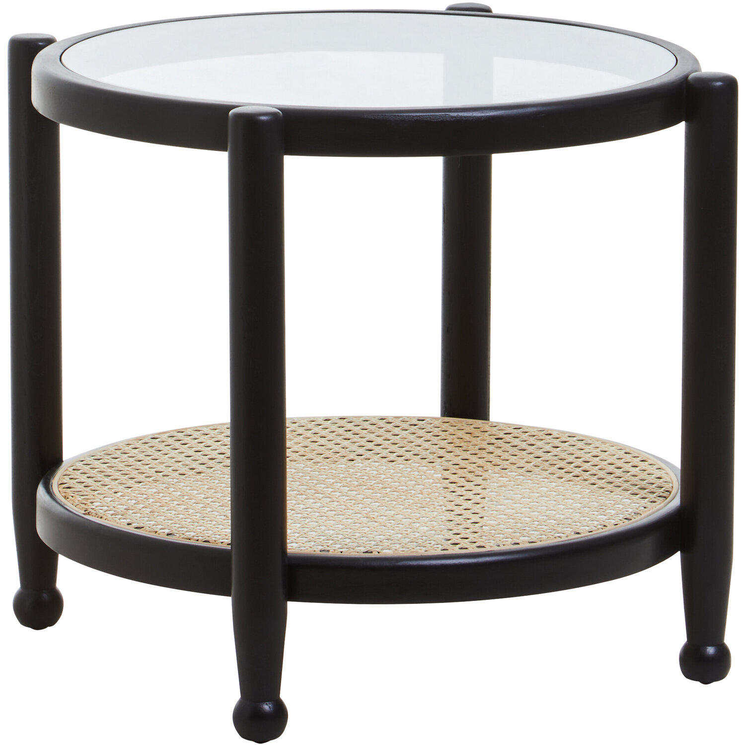 Cebu Rattan and Glass Side Table - Black