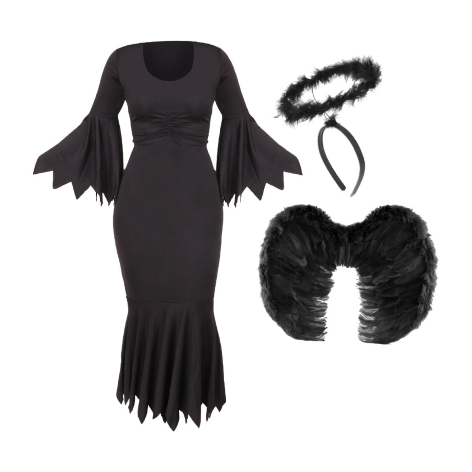 Dark Angel Costume - Dress, Wings & Halo Headband