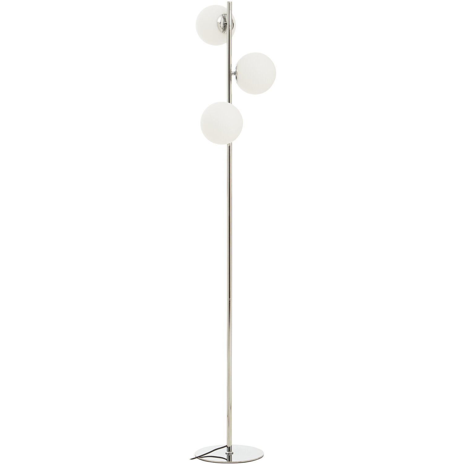 Karter Chrome Finish And White Glass Floor Lamp - Silver