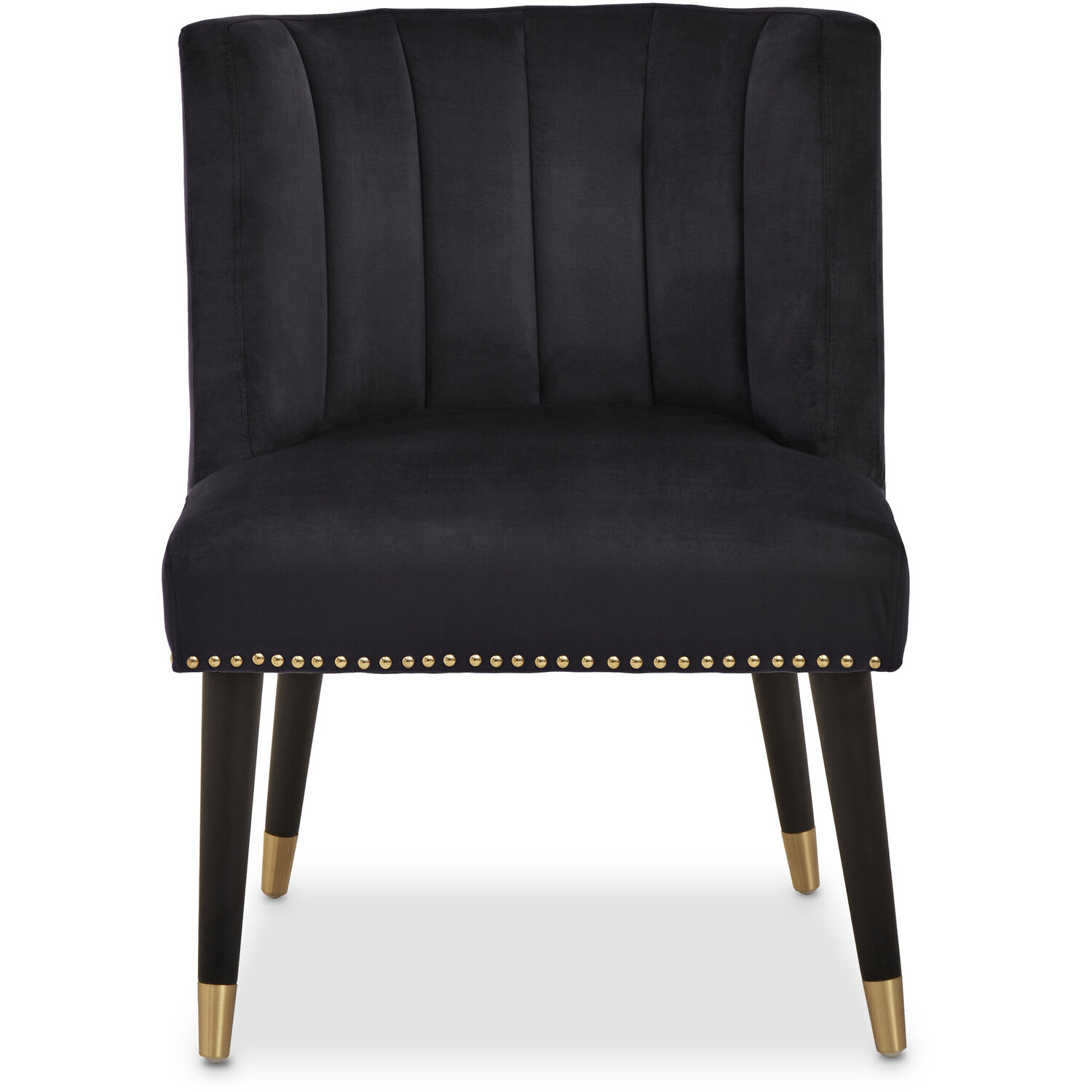 Doucet Black Velvet Dining Chair With Black Legs - Black