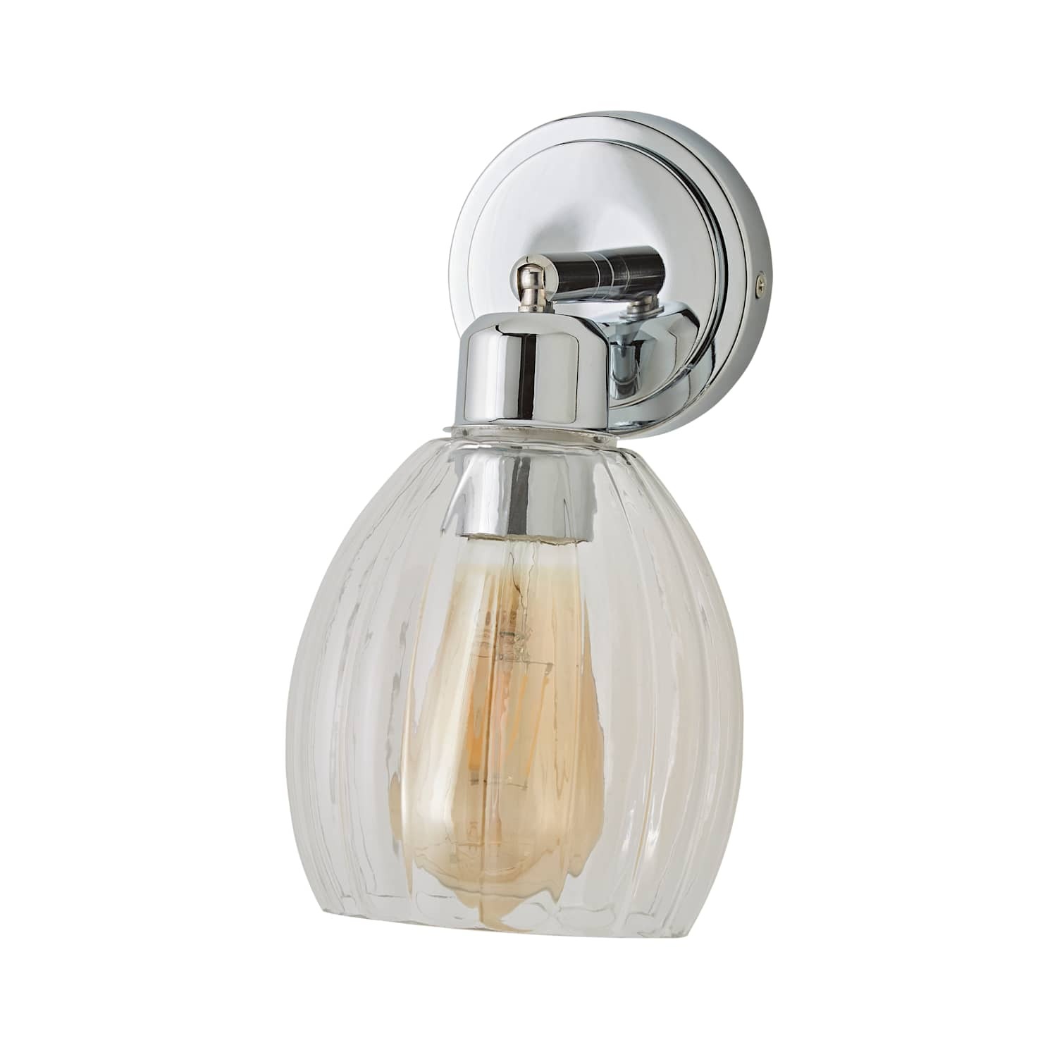 Valuelights Cheltenham Adjustable Wall Spotlight With Ribbed Shade - Brushed Chrome