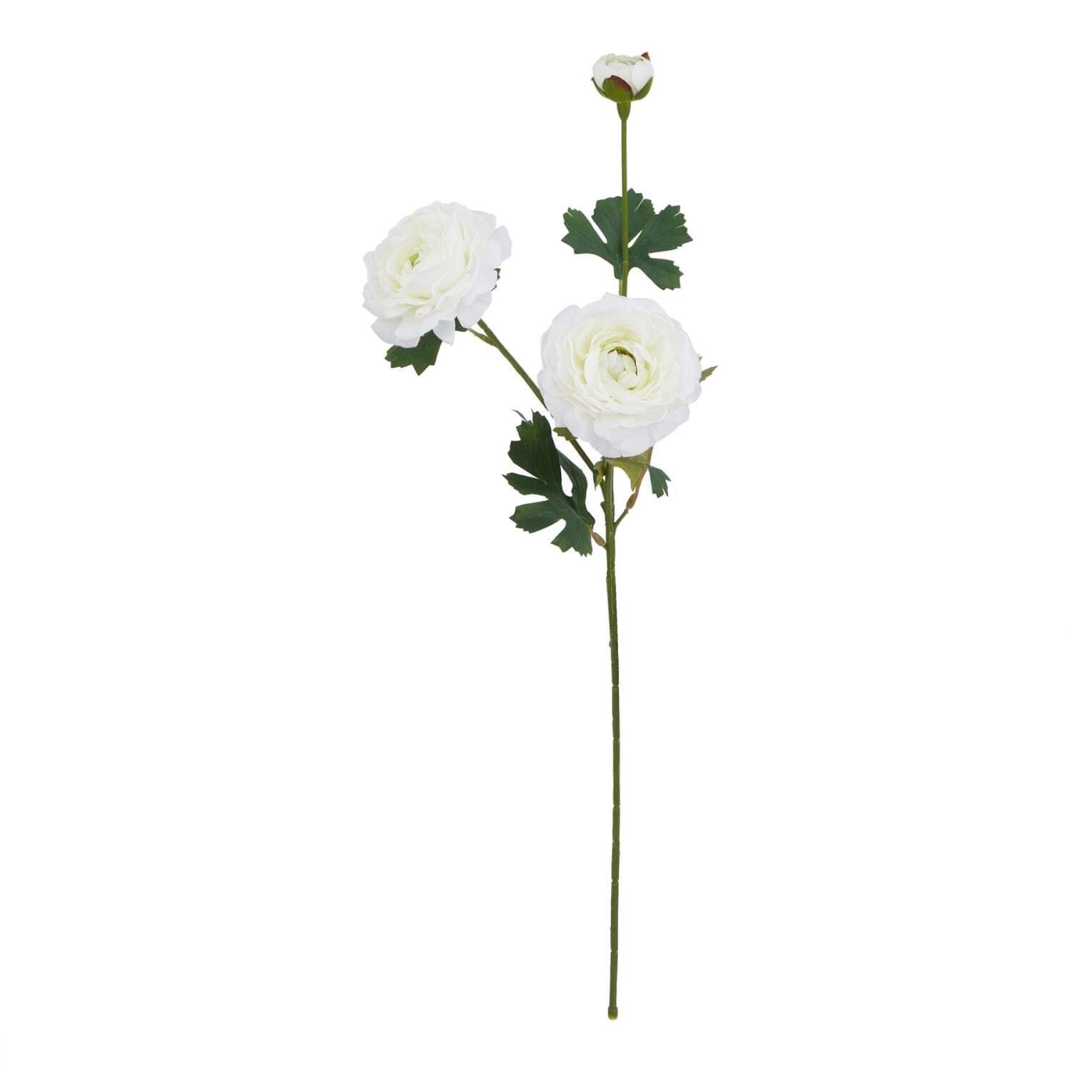 Set of 3 Artificial Ranunculus Stems - White