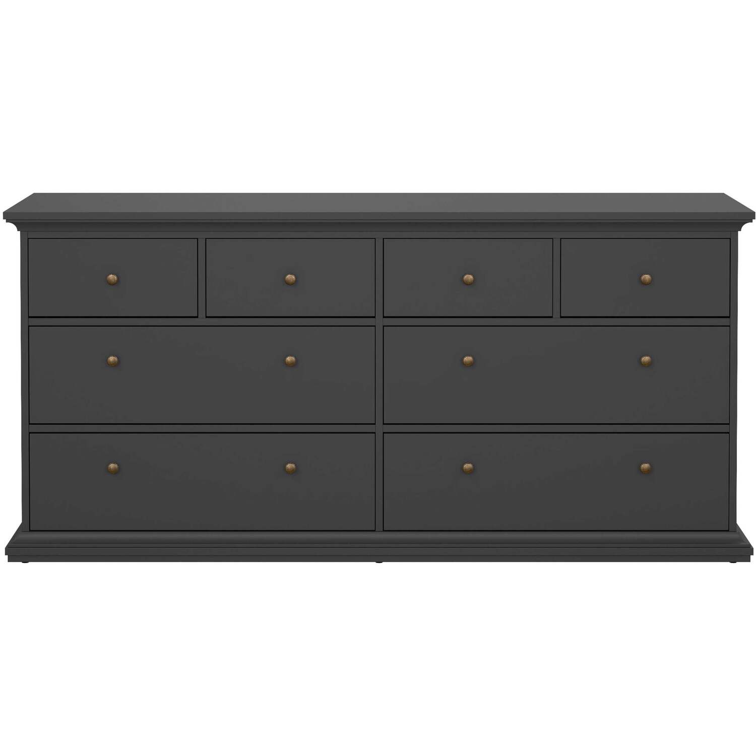 Osaka Farmhouse Dark 8 Drawer Wide Chest Of Drawers - Grey