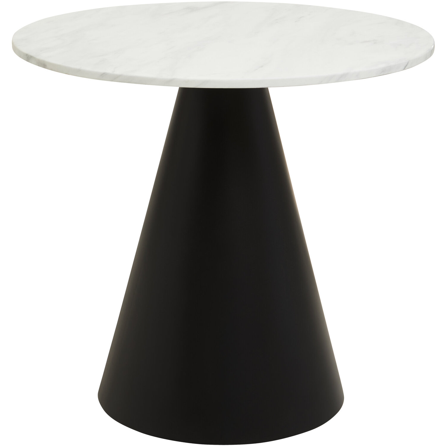 Azalea Round White Marble Top Dining Table - Black